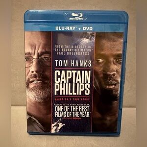 Captain Phillips (Blu-ray + DVD, 2013) Mastered In 4K Tom Hanks  Pre Owned